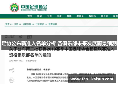 足协公布新准入名单分析 各俱乐部未来发展前景预测